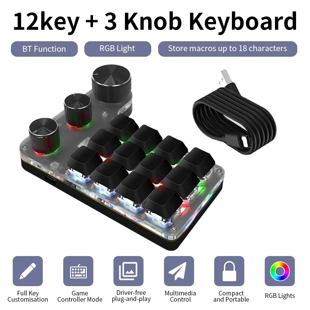 Gaming Keyboard Mini Mechanical - Программирование по Bluetooth, Макросъемка на заказ,