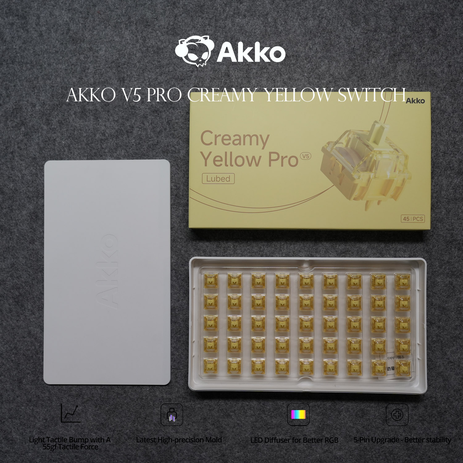 Keyboard Lube Kit - Akko V5 Pro Кремово-желтый переключатель 5-контактный